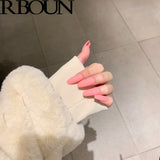 Fake Nails Set Stiletto Coffin Tips Press on Long False Nails with Glue 24 Beautiful Colors