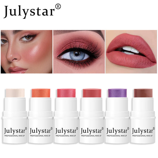 Multi Purpose Highlighting Blush Stick Matte Color Stick for Cheeks Eyeshadow Lips 6 Colors