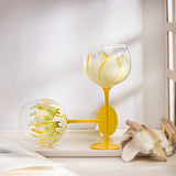 Hand Painted Floral Glass Goblet Cup 1 Piece Wine Glasses for Wedding Party Events