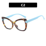 Color Block Anti Blue Light Cat Eye Glasses