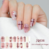 Gel Nail Art Patches Semi-Cured UV Light Nail Stickers Waterproof 16 Patch Sets with Many Designs Halloween Christmas Nail Art
