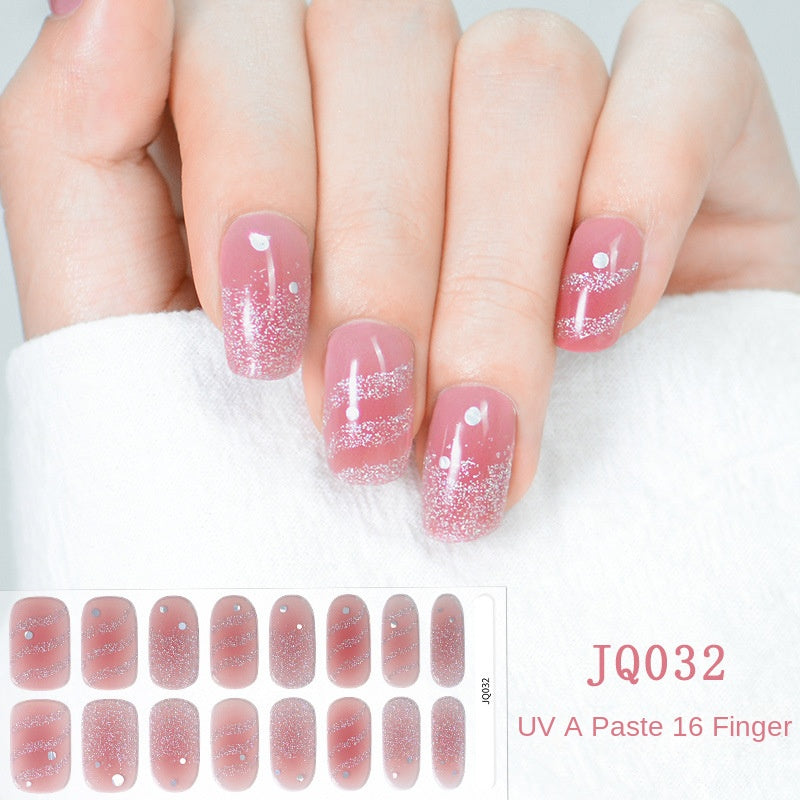 Gel Nail Art Patches Semi-Cured UV Light Nail Stickers Waterproof 16 Patch Sets with Many Designs Halloween Christmas Nail Art