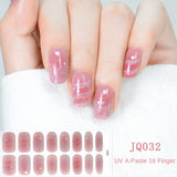 Gel Nail Art Patches Semi-Cured UV Light Nail Stickers Waterproof 16 Patch Sets with Many Designs Halloween Christmas Nail Art