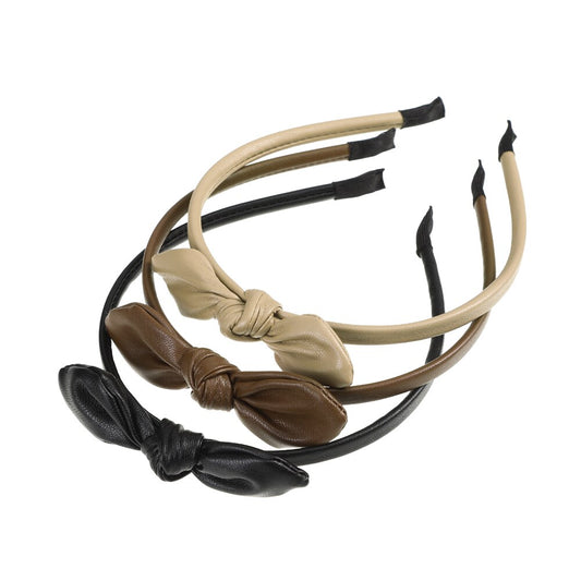 Leather Bow Small Headband