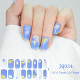 Gel Nail Art Patches Semi-Cured UV Light Nail Stickers Waterproof 16 Patch Sets with Many Designs Halloween Christmas Nail Art