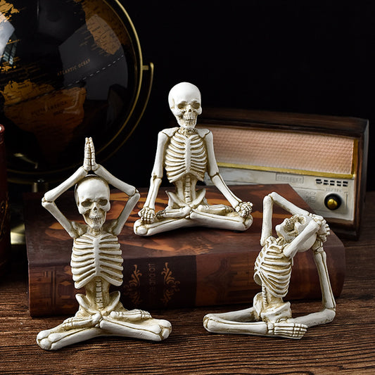 Skeleton Yoga Figurine Decoration Ornaments Skull Small Halloween Decorations