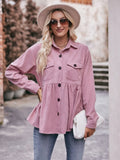 Mandy Autumn Collared Neck Loose Fit Button Down Top