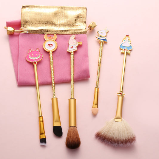 Disney Alice Makeup Brush Set Powder Brushes for Blush, Eyeshadow, Eyeliner, Eyebrows