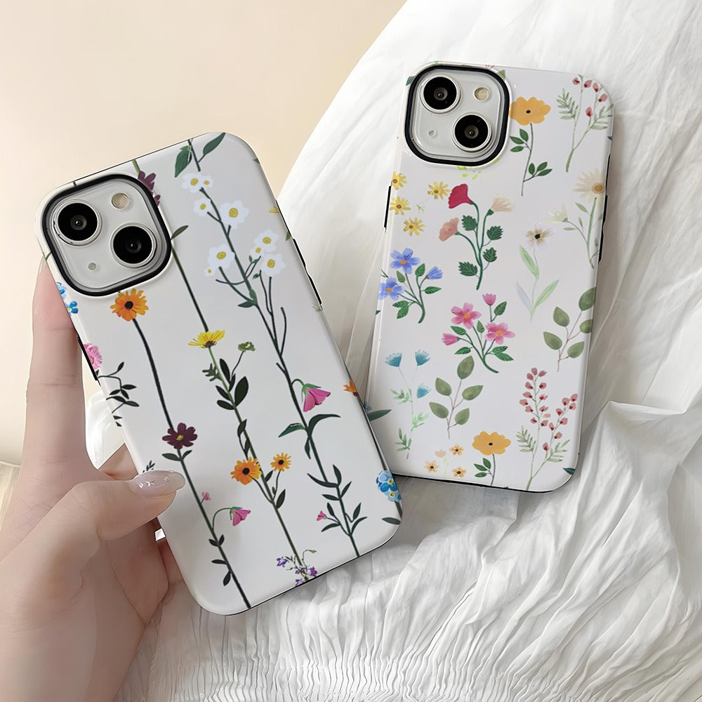 Floral Pretty Phone Case Apple 15 Double Layer Film Case 13pm Hard Case 14