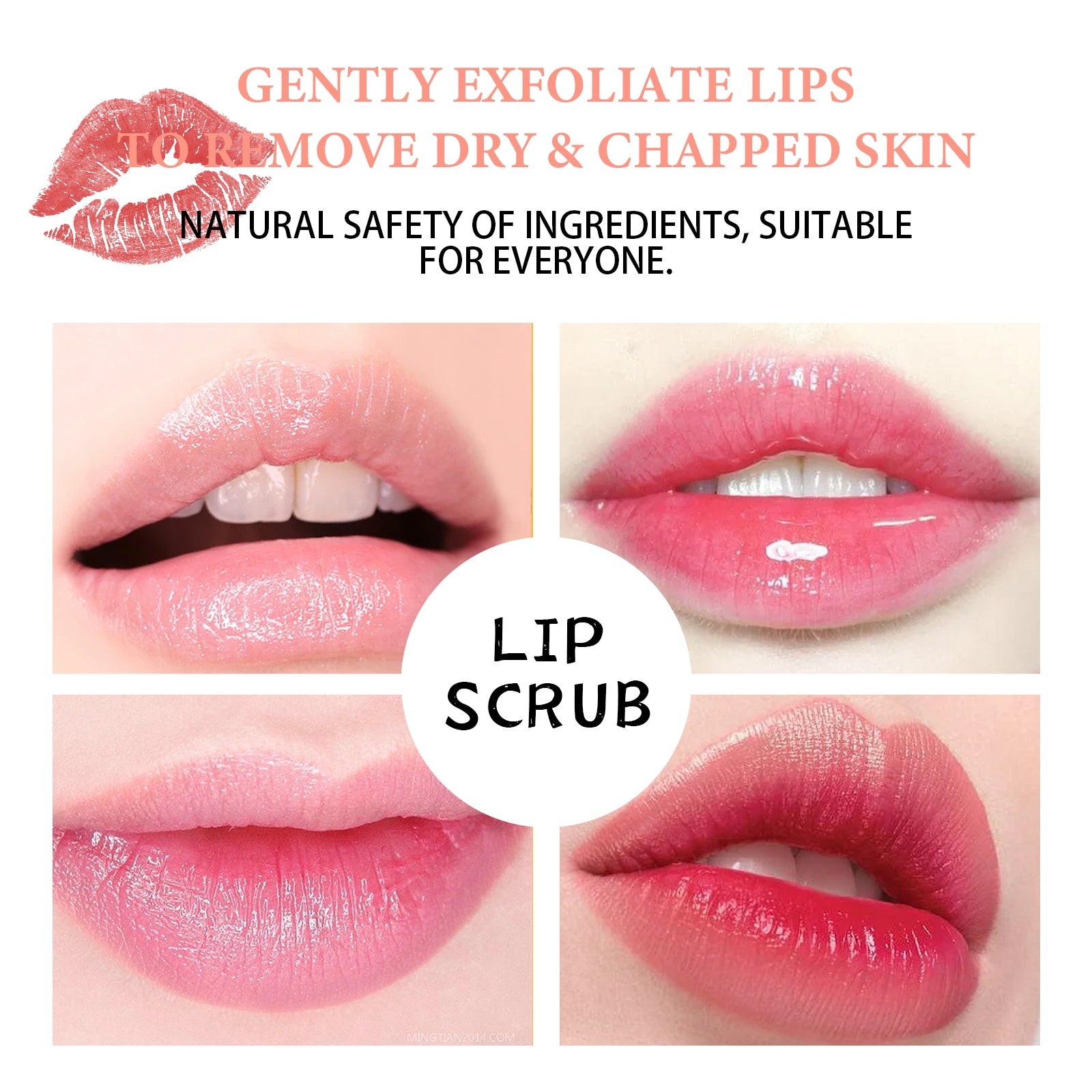 Strawberry Lip Scrub, Moisturize Lips, Prevent Dry Cracked Skin