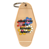 Abortion is a Human Right Keychain in Groovy '70s Flower Print