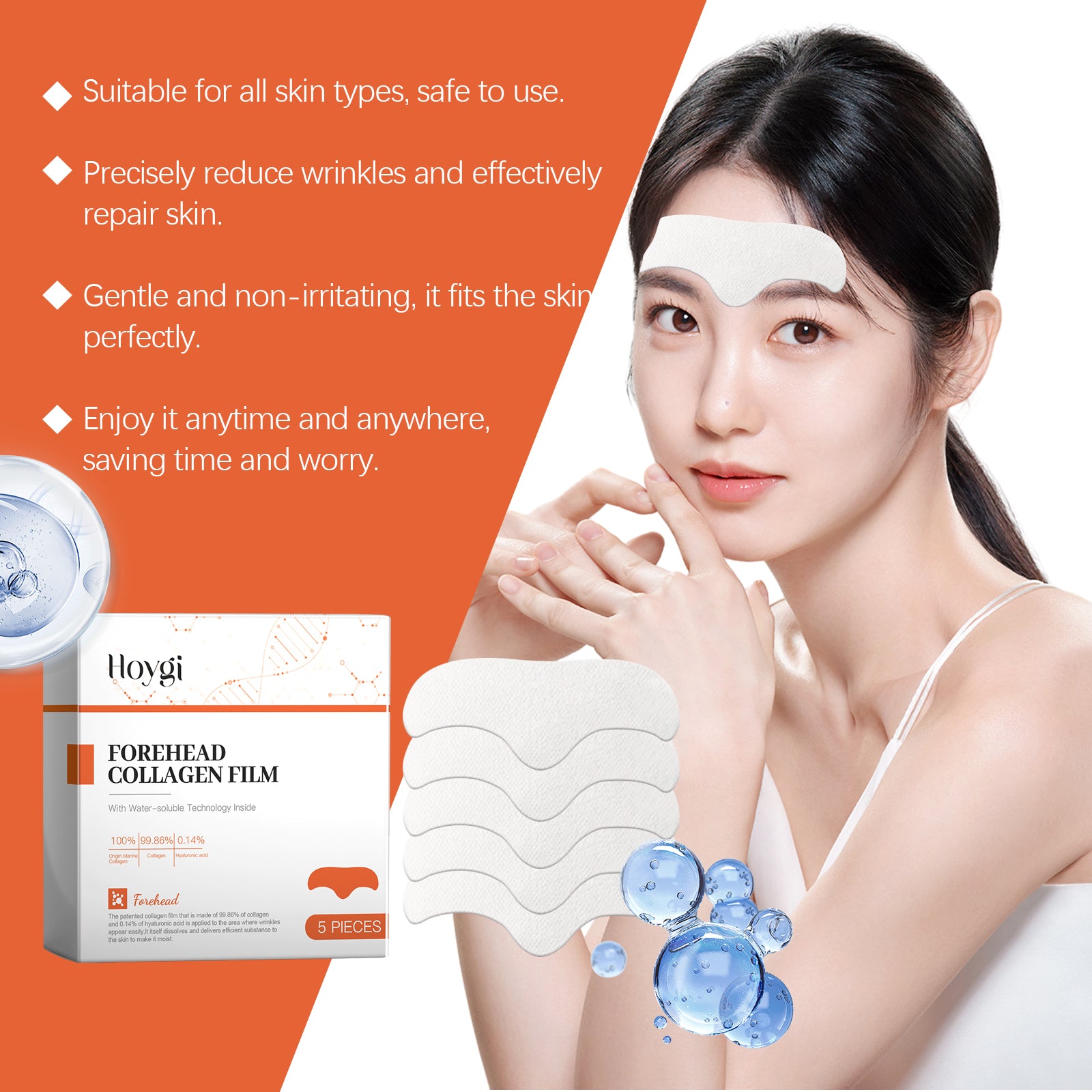 Hydrolyzed Collagen Patch, Moisturizing, Firming and Lifting Forehead Patch