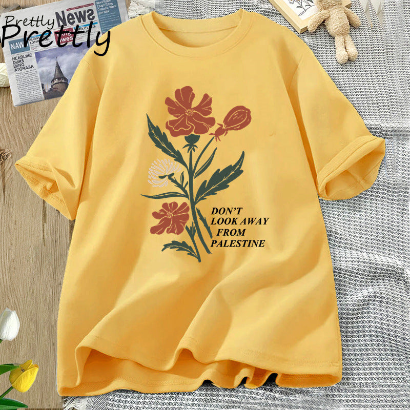 Don't Look Away From Palestine Flowers T-shirt