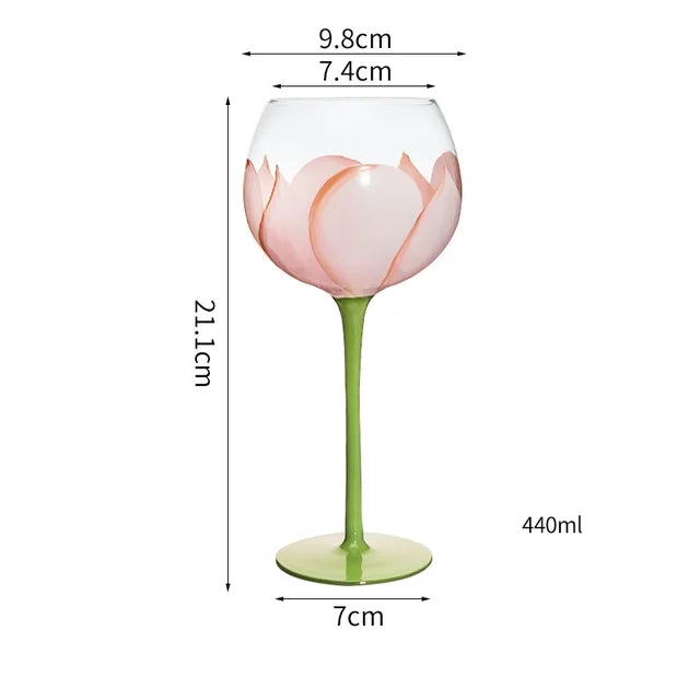 Hand Painted Floral Glass Goblet Cup 1 Piece Wine Glasses for Wedding Party Events