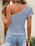 Textured Ruffled One Shoulder Top