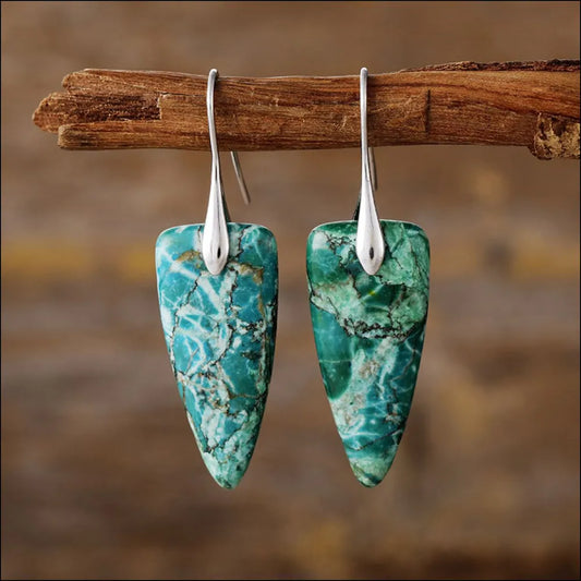 Natural Stone & Gold Shimmer Geometric Shape Earrings