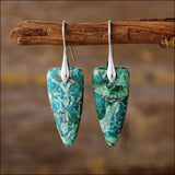 Natural Stone & Gold Shimmer Geometric Shape Earrings