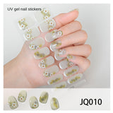 Gel Nail Art Patches Semi-Cured UV Light Nail Stickers Waterproof 16 Patch Sets with Many Designs Halloween Christmas Nail Art