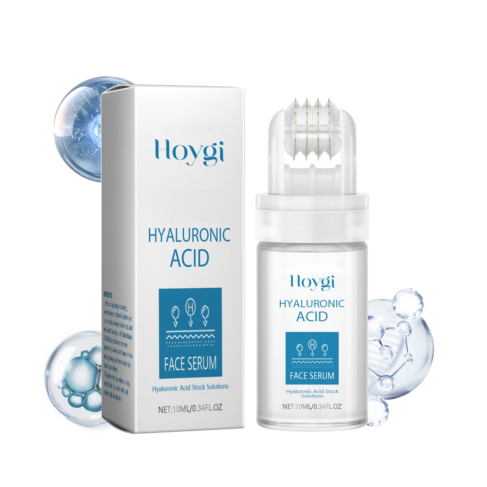 Hyaluronic Acid Face Serum with Roller, Radiant Skin Improves Skin Pores And Hydrates