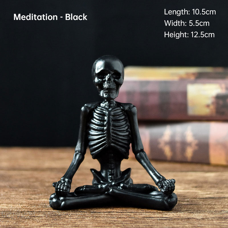 Skeleton Yoga Figurine Decoration Ornaments Skull Small Halloween Decorations