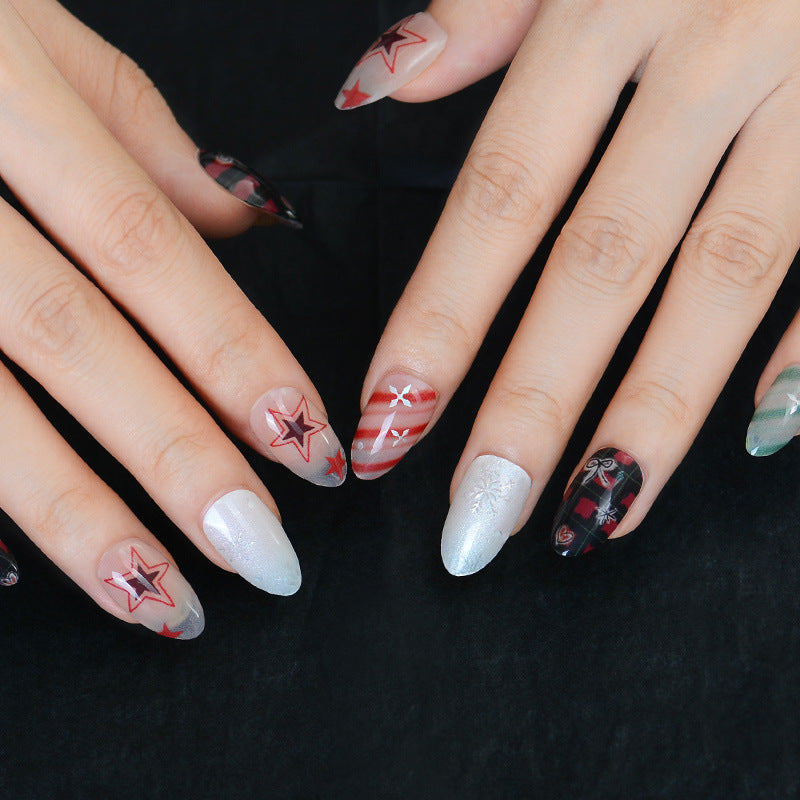 Gel Nail Art Patches Semi-Cured UV Light Nail Stickers Waterproof 16 Patch Sets with Many Designs Halloween Christmas Nail Art