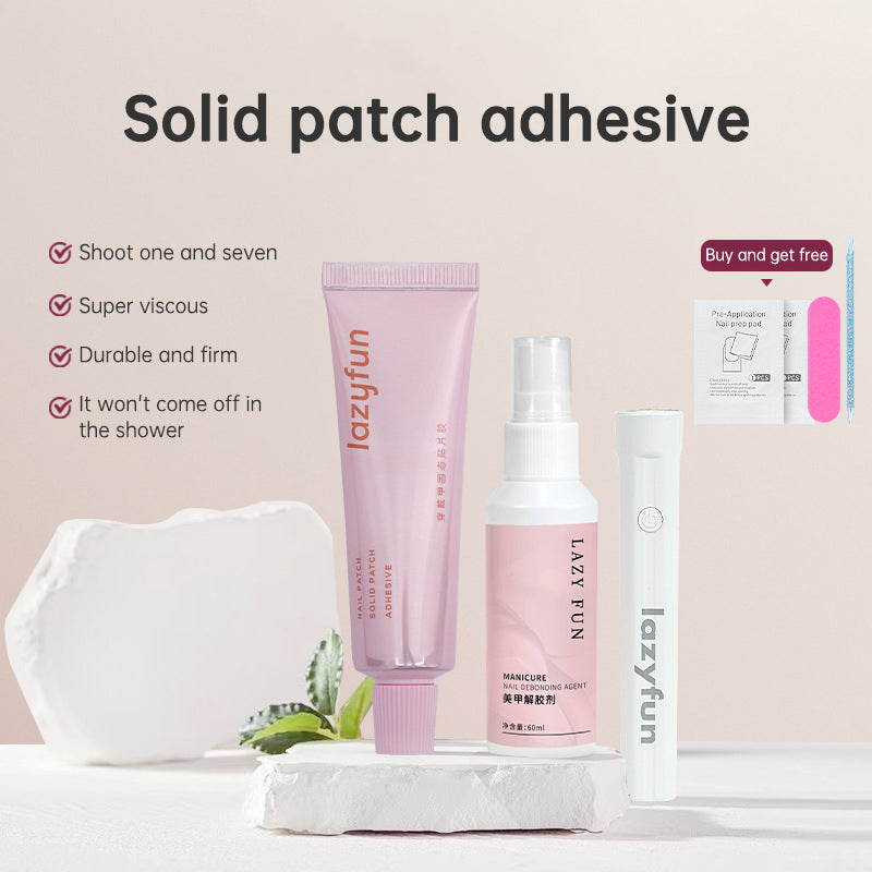 Solid Patch Nail Glue Kit - High Capacity, Ultra Strong Adhesion, Long-lasting, Safe for Natural Nails, Easy to Remove