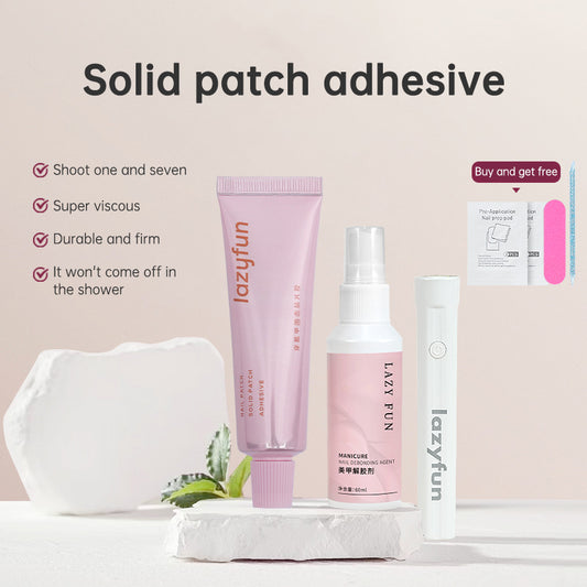 Solid Patch Nail Glue Kit - High Capacity, Ultra Strong Adhesion, Long-lasting, Safe for Natural Nails, Easy to Remove