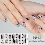 Gel Nail Art Patches Semi-Cured UV Light Nail Stickers Waterproof 16 Patch Sets with Many Designs Halloween Christmas Nail Art