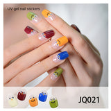 Gel Nail Art Patches Semi-Cured UV Light Nail Stickers Waterproof 16 Patch Sets with Many Designs Halloween Christmas Nail Art