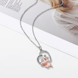 Mother & Daughter Gift Necklace "Always my mother, Forever my friend" Silver Rose Gold Zircon Figures Pendant