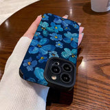 Blue Camellia Flower Faux Leather iPhone Cover 11pro Apple 14 13 iPhone 12 Suitable for 6s/8plus Soft Case