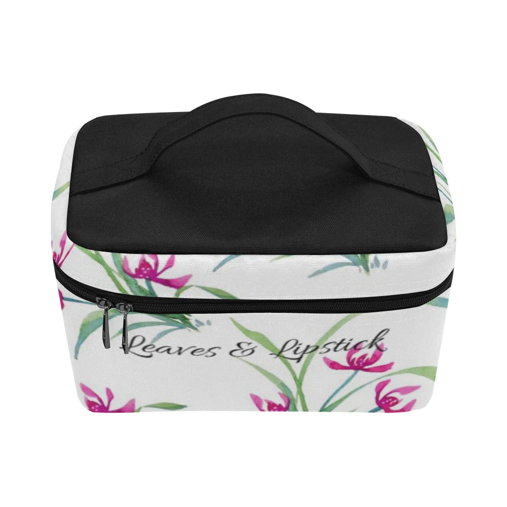 Leaves & Lipstick Large Cosmetic Bag