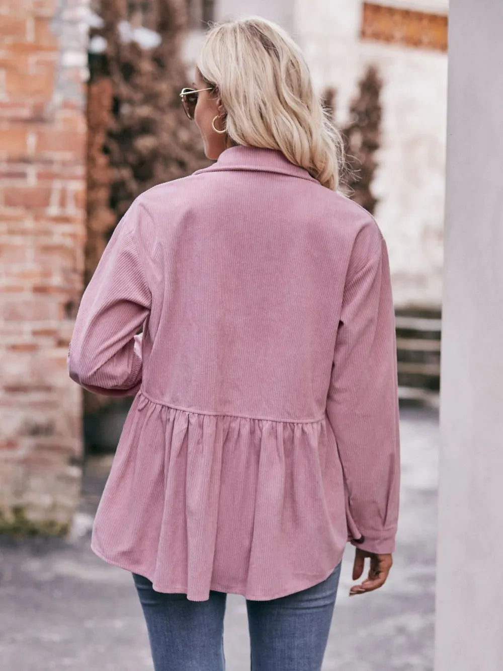 Mandy Autumn Collared Neck Loose Fit Button Down Top