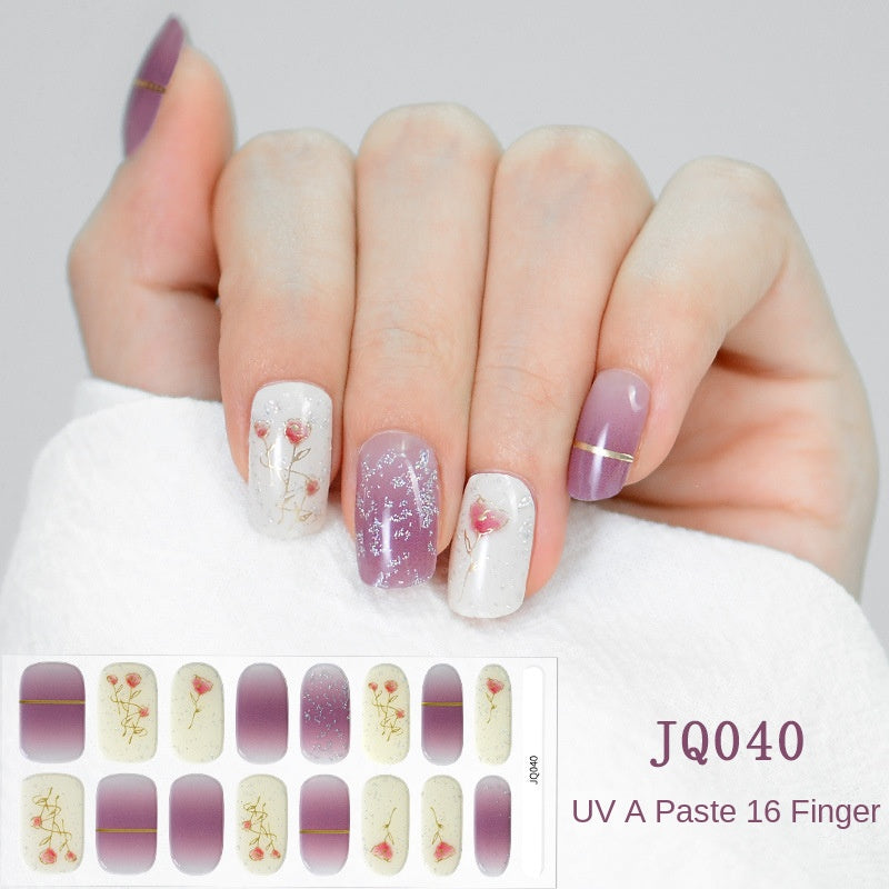 Gel Nail Art Patches Semi-Cured UV Light Nail Stickers Waterproof 16 Patch Sets with Many Designs Halloween Christmas Nail Art