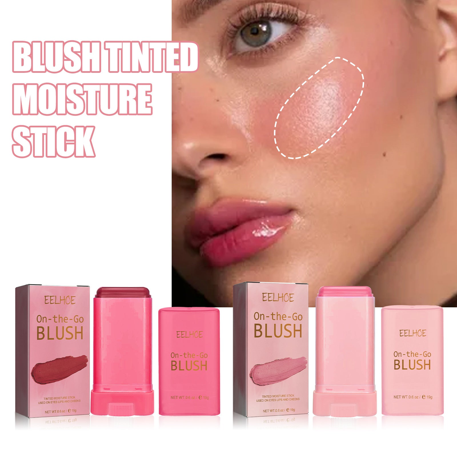 Blush Stick Brightening Solid Contouring Natural Nude Makeup Waterproof Lightweight Multi-Functional Blush Stick