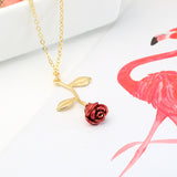 Red Rose Pendant Necklace in Silver, Gold, Rose Gold, Gift for Girlfriend Wife Mother