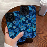 Blue Camellia Flower Faux Leather iPhone Cover 11pro Apple 14 13 iPhone 12 Suitable for 6s/8plus Soft Case