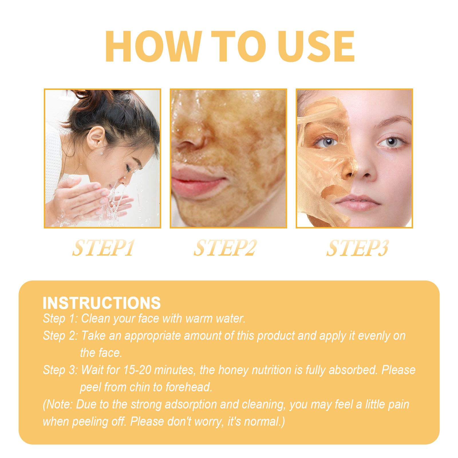 Honey Peel Mask, Tightens Pores Brightens Skin And Gently Removes Blackheads Apply Facial Mask