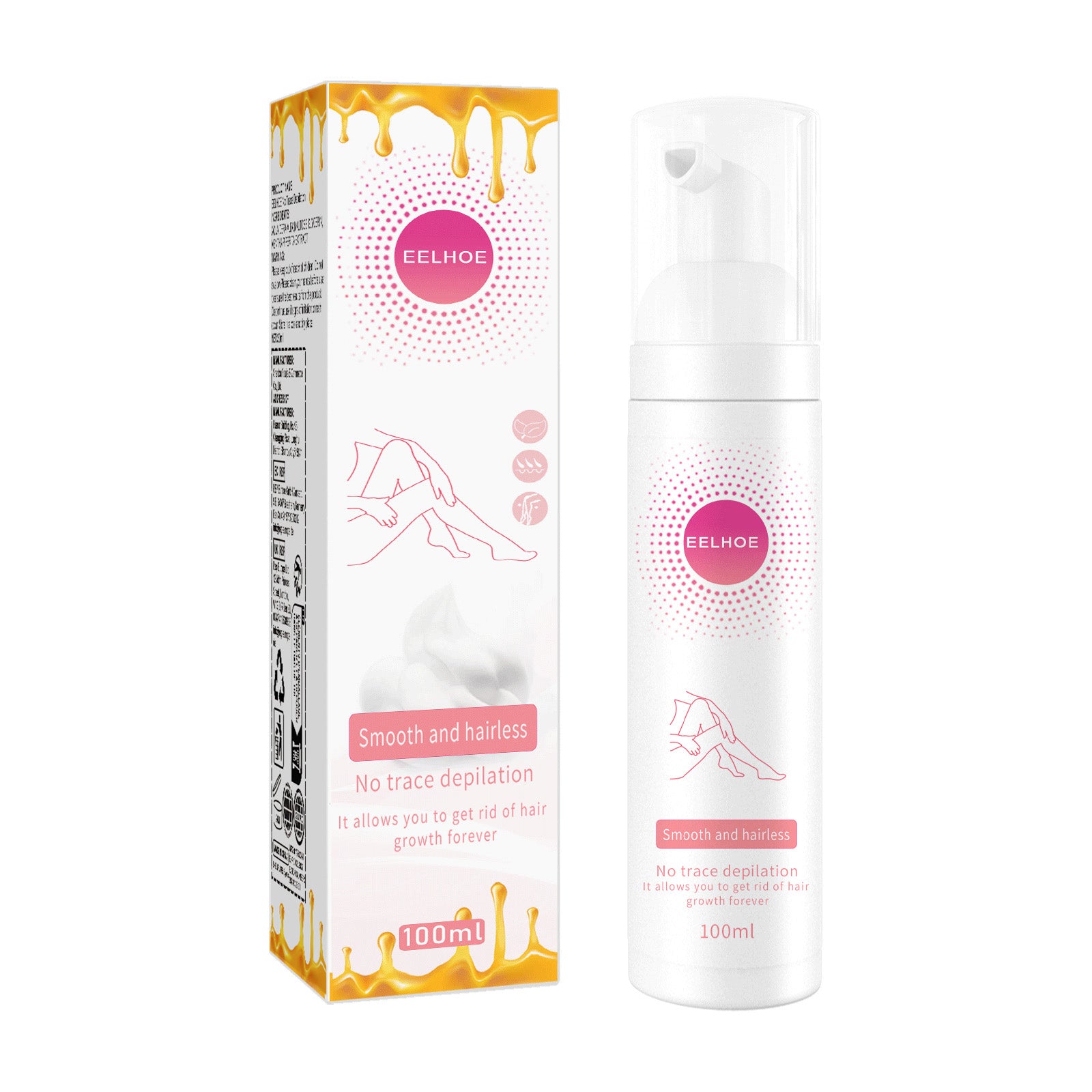 Honey Hair Removal Mousse Spray, Full Body Hair Removal, Sensitive Skin Friendly