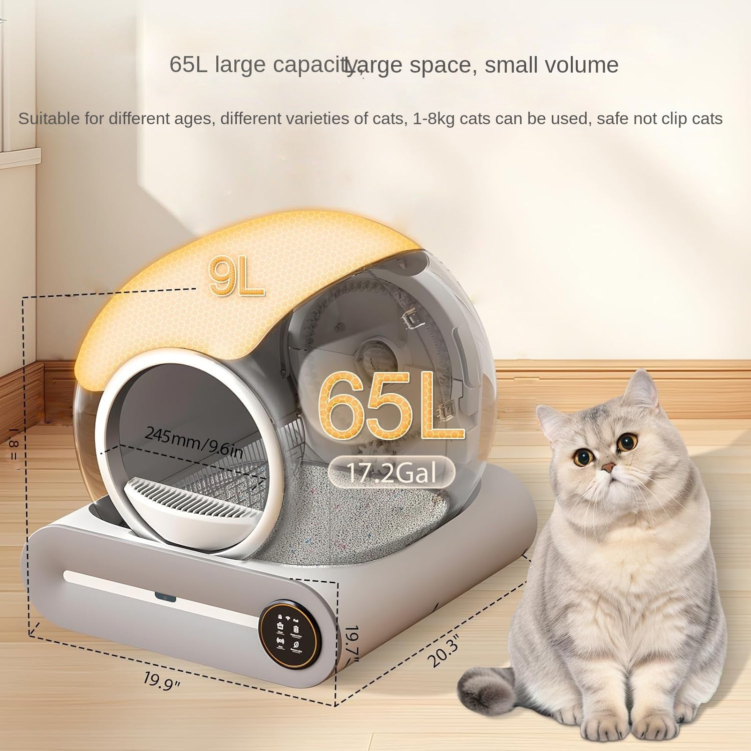 Smart Litter Box with Ionization Deodorization, Automatic Sensor Cleaning, Self-Cleaning Cat Toilet