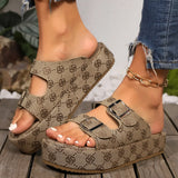 Floral Platform Buckle Sandals