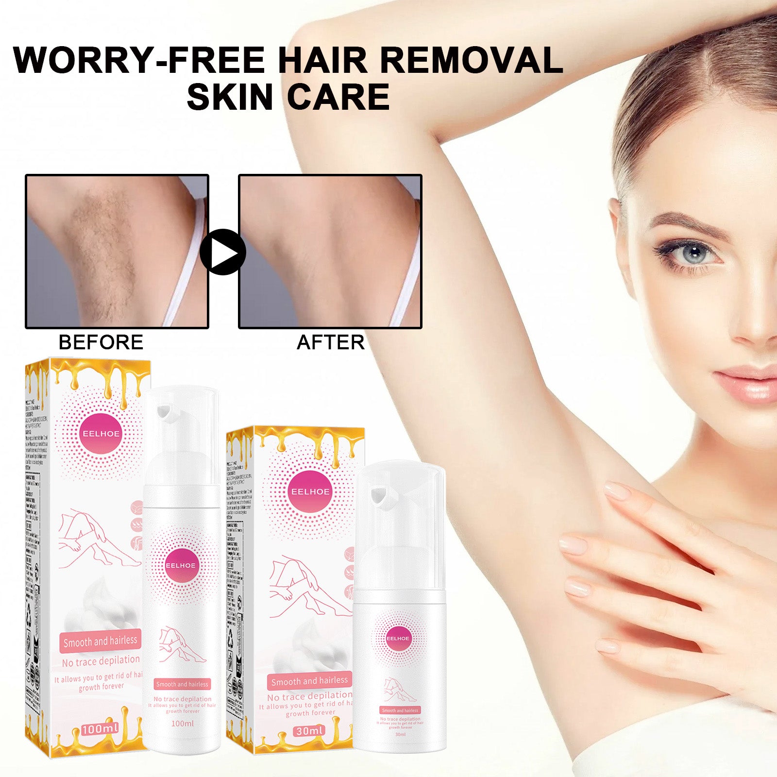 Honey Hair Removal Mousse Spray, Full Body Hair Removal, Sensitive Skin Friendly