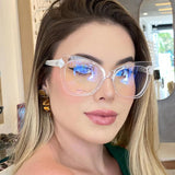 Color Block Anti Blue Light Cat Eye Glasses