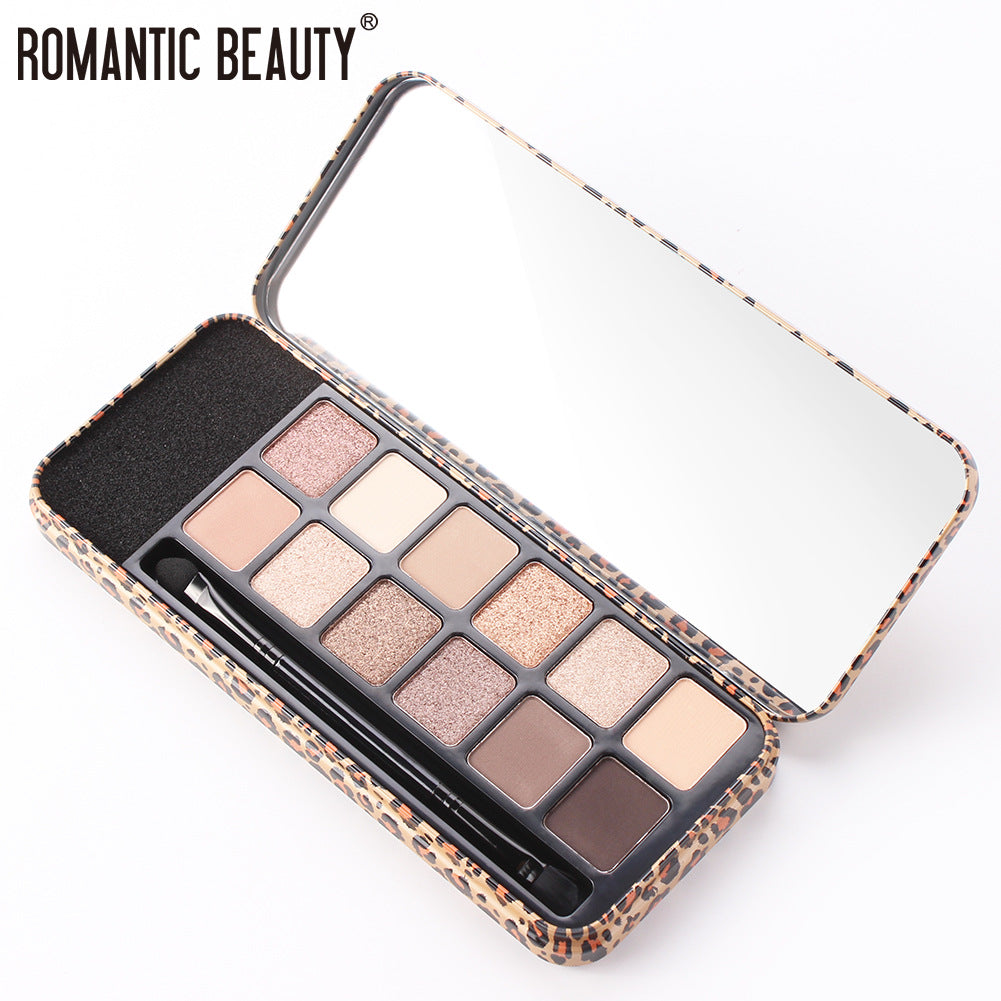 Multicolor Leopard Eye Shadow Palette Pearlescent Matte Glitter Powder Eye Shadow With Brush