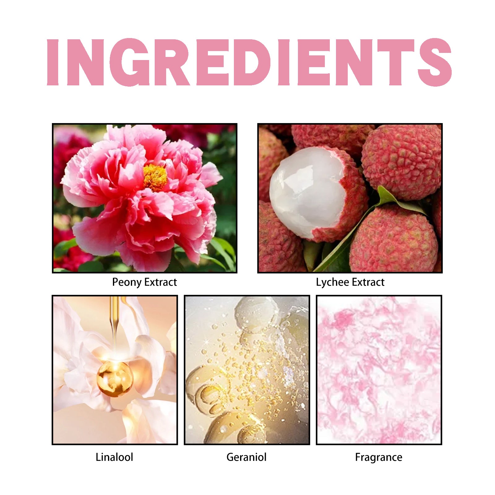 Peony Lychee Perfume, Natural Fresh Lasting Fragrance