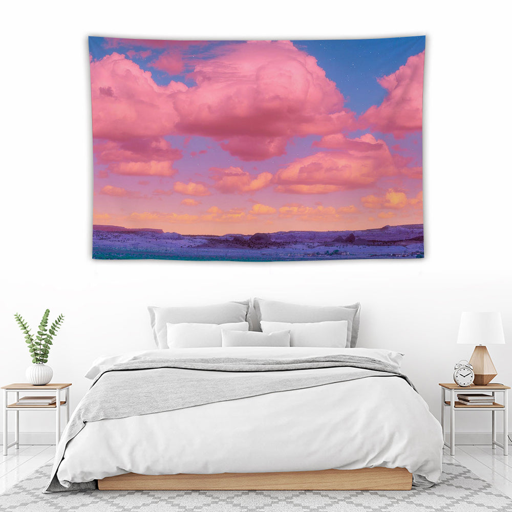 Super Soft Pink Sunset Wall Tapestry Blanket