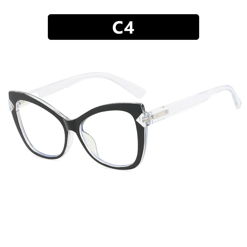 Color Block Anti Blue Light Cat Eye Glasses