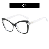 Color Block Anti Blue Light Cat Eye Glasses