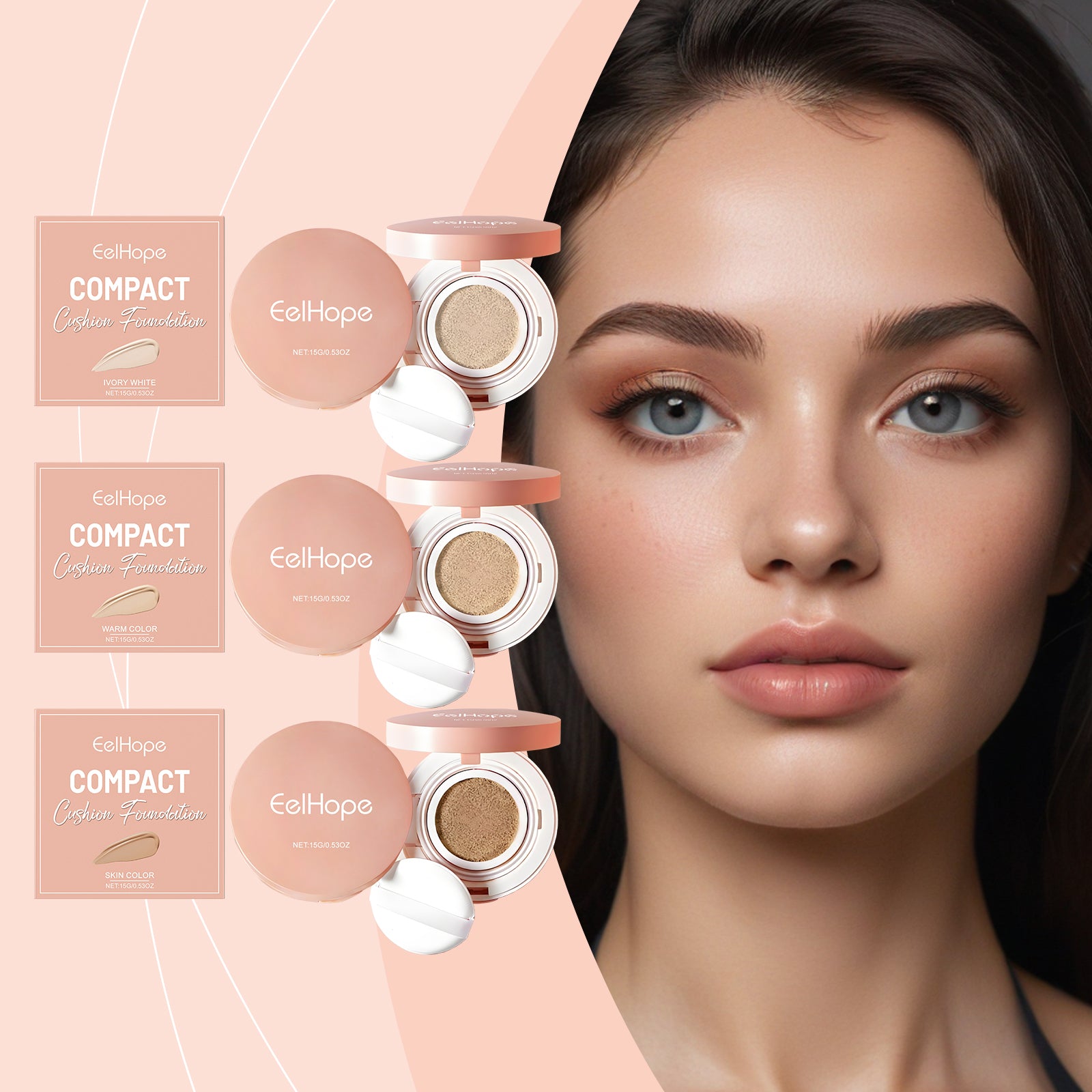Compact Air Cushion Foundation (Natural Nude) Natural Lightweight Makeup with Cushion