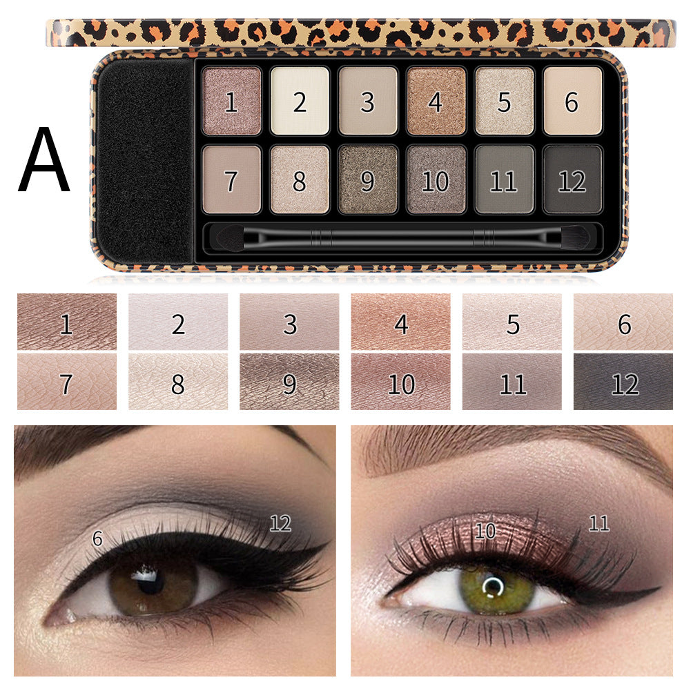 Multicolor Leopard Eye Shadow Palette Pearlescent Matte Glitter Powder Eye Shadow With Brush